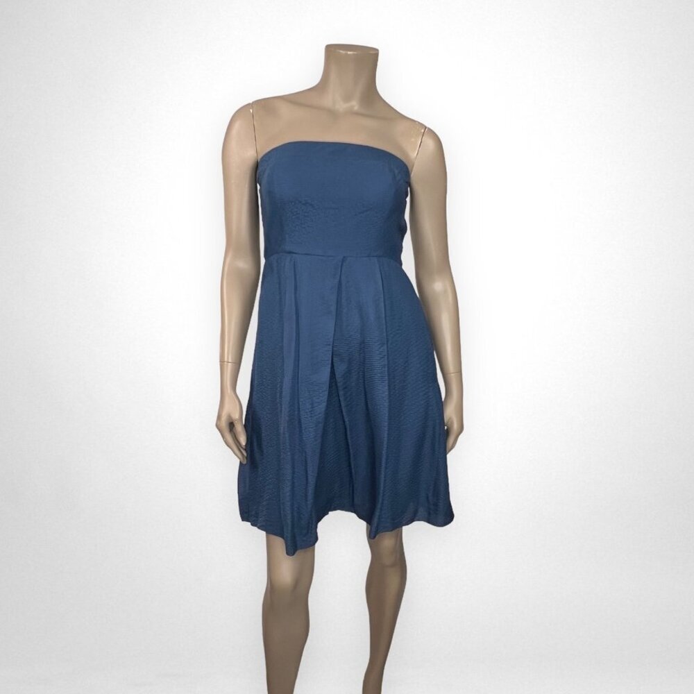 J. CREW Lorelei Beach Strapless Blue Dress in Embossed Silk 8